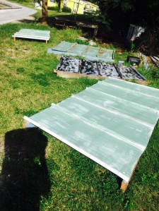 These habitats made from 2x4s with roof tin nailed on.