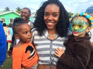 A couple of the beautiful terrified children clinging to mom!