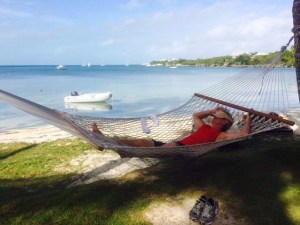 Here he is chillin after his run.