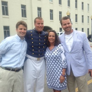 Congratulations are in order for Elliott Thomas Citadel Class of 2015 shown here with oldest brother, Walsh Thomas,  older brother Hampton Thomas, and one proud Momma! 